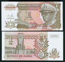 Congo Zaire 1 nouveau likuta 1993.06.24. Mobutu P47 Signature 9 UNC