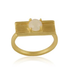 Ethiopian Opal Gemstone 18k Gold Plated 925 Silver Bar Ring Handmade Jewelry