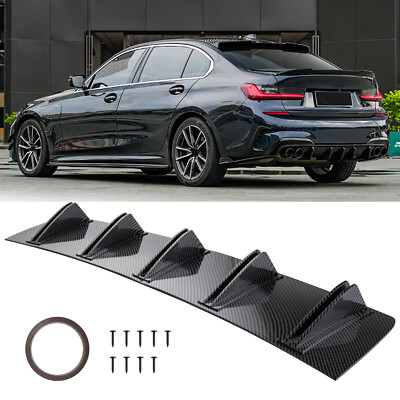 For  E92 F30 F10 G30 Carbon Rear Bumper Diffuser 5 Fins Spoiler Lip Splitter