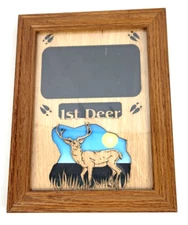 1st Deer Personalized Name Profile Laser Engraved Wood Picture Frame 6" x 8" New