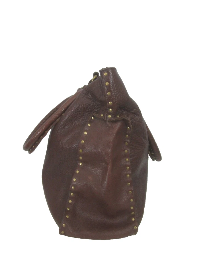 Bolso de Mano Linea Pelle Italiano Cuero Marrón Hobo Hombro Tachonado Grande Italia Foto 4 de 4