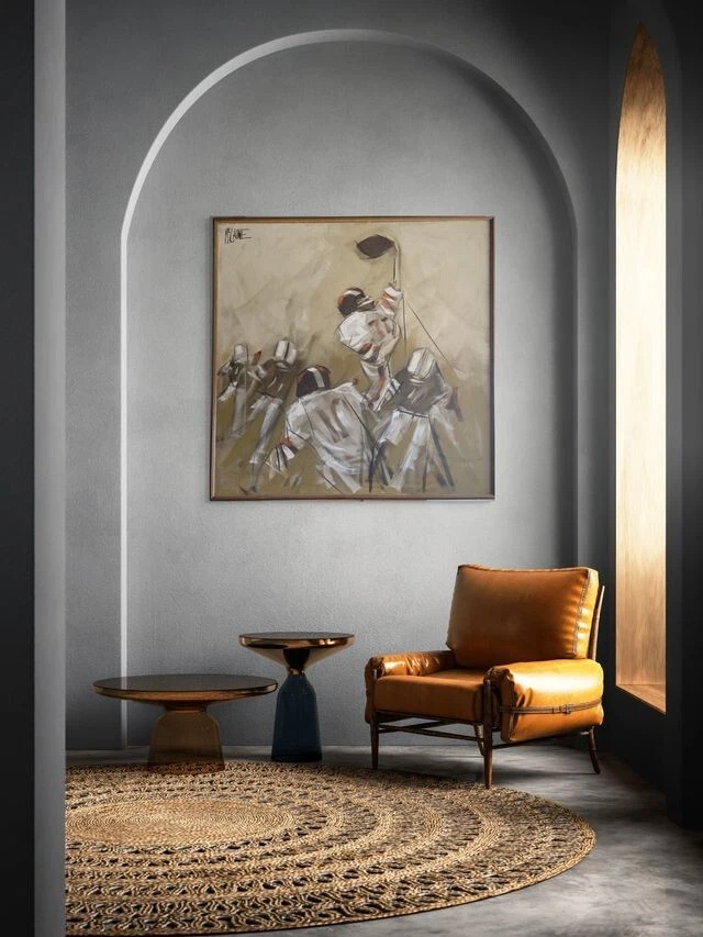 Pintura de fútbol americano NFL moderna de mediados de siglo de los años 60 de McCaine GRANDE 4 pies x 4 pies Foto 2 de 4