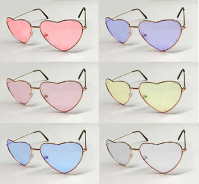 Herzform Brille Sonnenbrille Schirme 60er 70er Hippie Lennon Kostüm Festival 