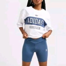 ADIDAS Originals Oversized All Over Print Crop T-Shirt Womens White Size XL NEW