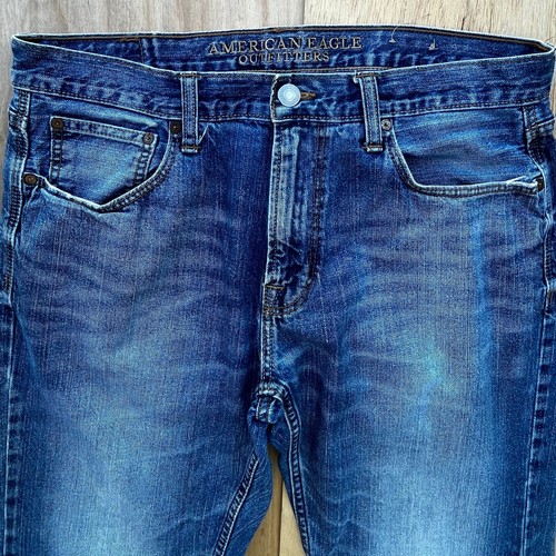 AMERICAN EAGLE OUTFITTERS SLIM STRAIGHT MID RISE MEN’S JEANS sz 34W X 34L Denim - Picture 3 of 15