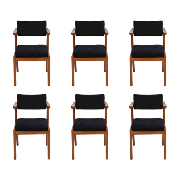 Luxus Esszimmer Stuhl Modern Holz MöBel 6X StüHle Schwarz Design Einrichtung-image