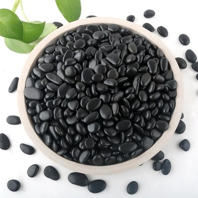 Polished Black River Rocks for Planters, Fish Tanks, Vases, and Landscaping