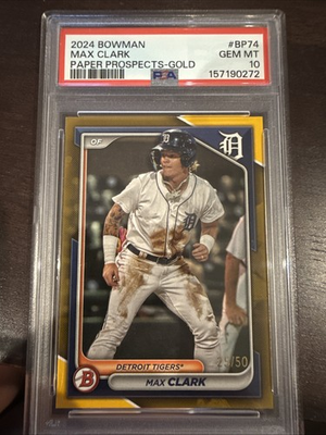 #ad 2024 Bowman Prospects Max Clark #BP 74 Gold Border 50 RC $120.00