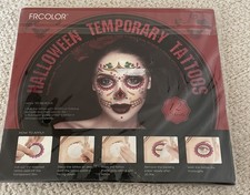Day of the Dead Face Temporary Tattoos, Catrina Makeup Kit Halloween 12 Sheets