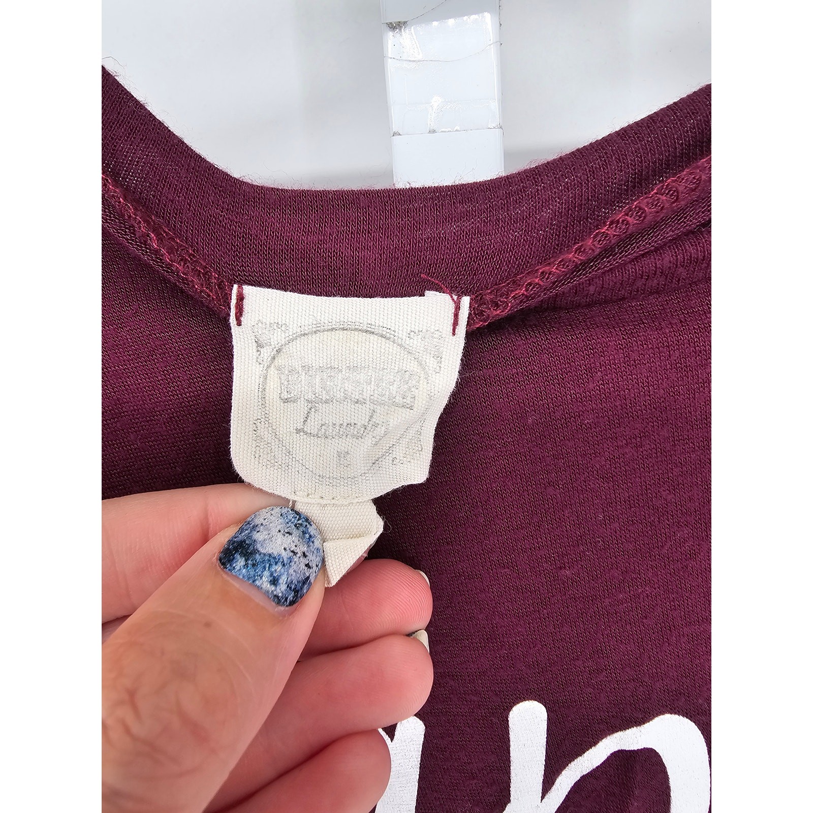 Dirtee Laundry Womens Sz M Tie Front Tank Top Purple w/ Happy Script