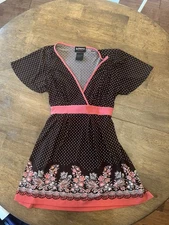 vintage 2000s women’s brown and pink polka dot  floral top M from Hot tempered