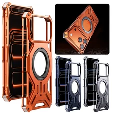 Ring Stand Metal Borderless Rugged Frame Case for iPhone 17 Pro Max 16 15 14 
