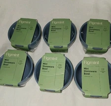 Stoneware Serving Bowls 4" Blue Figmint. Lot Of 6. Brand New