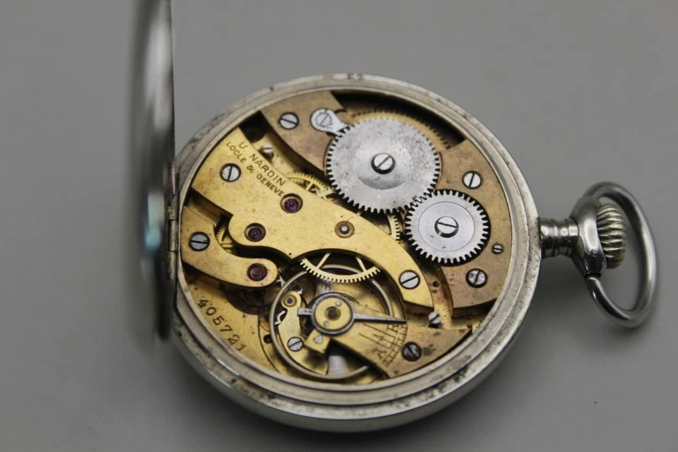 Ulysse Nardin Locle & Geneve Open face Pocket watch 50mm watch with enamel dial - Image 3 of 4