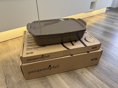 Pampered Chef Rechteckige Ofenhexe & Servierzauberer Set Neu & OVP