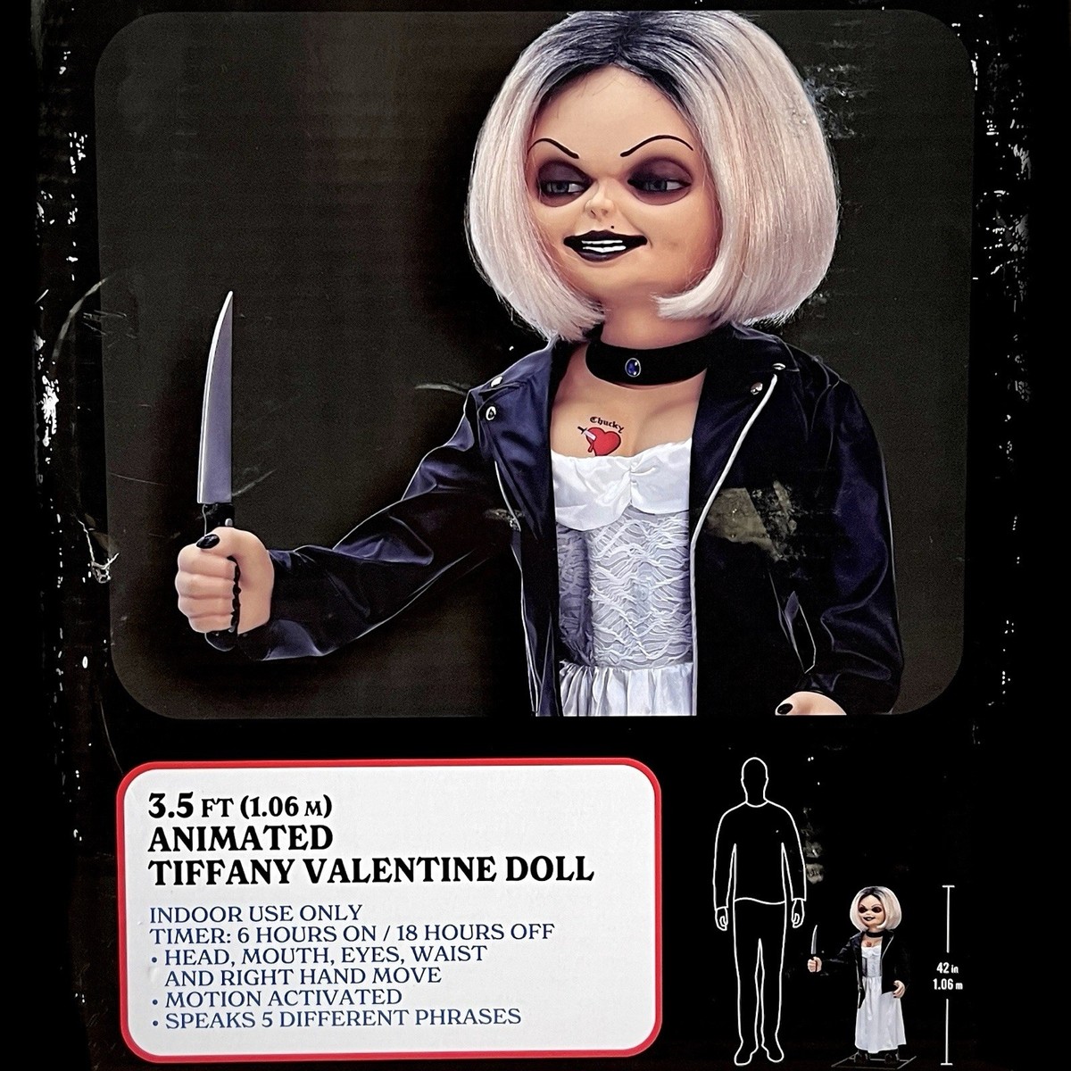 3.5 ft ANIMATED TIFFANY VALENTINE DOLL HALLOWEEN ANIMATRONIC