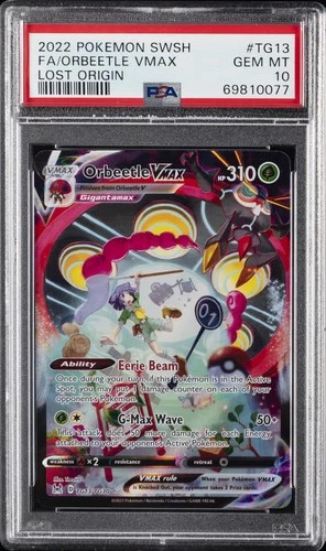 2022 POKEMON SWORD & SHIELD LOST ORIGIN #TG13 FULL ART/ORBEETLE VMAX PSA 10