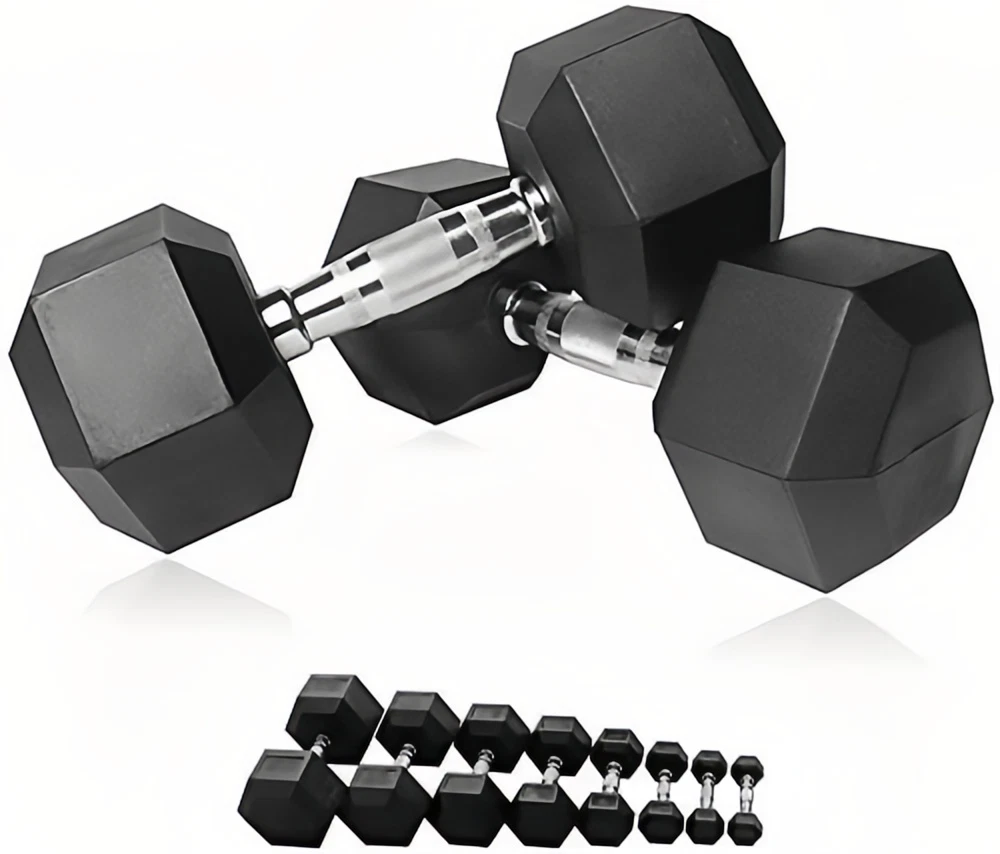 1KG-55KG Rubber Hex Dumbbell Fitness Home Gym Exercise Strength Weight Set Pair