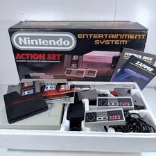 Original Nintendo NES Action Set CIB Complete Grey Zapper Manuals Super Mario