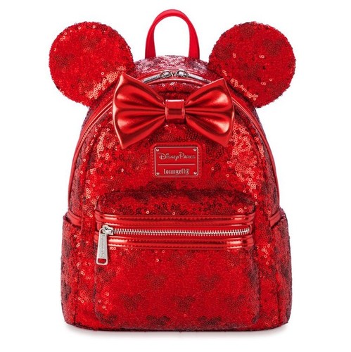 Disney Parks Loungefly Red Sequin Minnie with Mickey Icons Mini Backpack - NEW - 第 1/6 張圖片