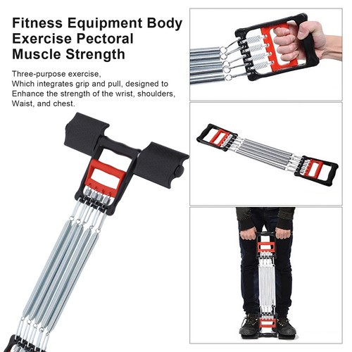 3 In 1 Spring Arm Muscle Exerciser Chest Expander With 5 Springs Fitness - Picture 3 of 22