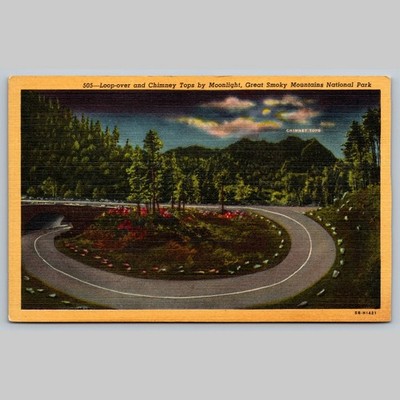 Postcard Loop-over and Chimney Tops by Moonlight, Great Smoky Mountains