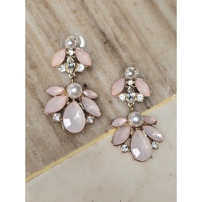 Blush Pink Rhinestone Statement Earrings