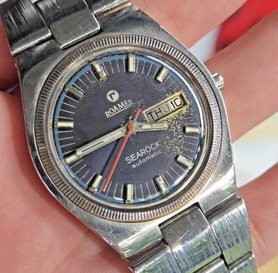 Vintage ROAMER men's automatic watch MST 523 17Jewels day/date swiss 1970s