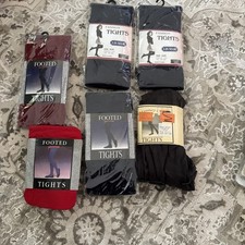 7 New Footed Opaque Tights Pantyhose Med/Tall 5'5 -5 10 100-165 Lbs NEW