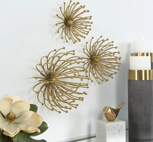 Uttermost 04337 Aga 8" Tall Metal Abstract Sculpture - Set of 3 - Gold - Picture 3 of 6