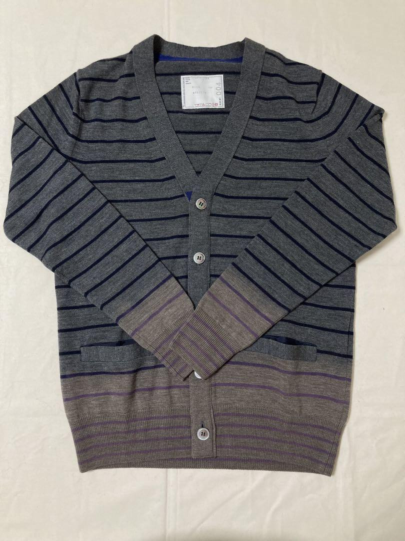 sacai カーディガン 09-00004M グレー ストライプ sacai カーディガン 09-00004M グレー ストライプ