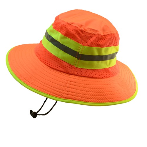 Hi Vis reflektierender Buschhut Arbeit Sicherheit Nackenklappe neonorange Bucket Cap - Bild 6 von 7