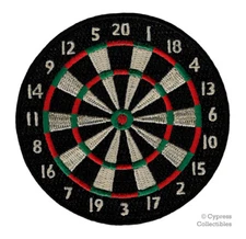 DARTBOARD PATCH iron-on embroidered DART BOARD BULLSEYE EMBLEM PUB GAME NOVELTY