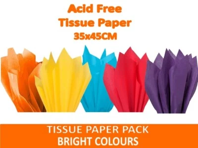Tissue Paper Sheets BRIGHT MIX OF COLOURS 35cm x 45cm - 18gsm Acid Free
