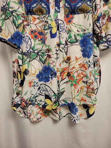 Fig And Flower Tunika Kleid Damen Medium Bunt Multi Print 3/4 Arm Transparent - Bild 4 von 14