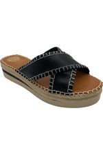 Vince Camuto Leather Crossband Slide Sandals Belinsda Black