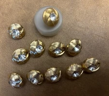 Gold Button w/ Crystal Center w/Shank   15 mm  NEW
