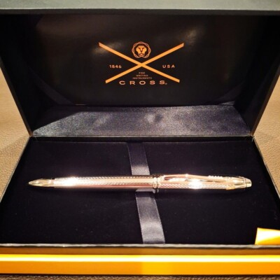 MINT] CROSS Townsend Platinum Silver Twisted Ballpoint Pen