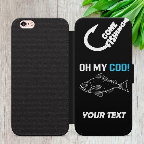 PERSONALISED FISHING COD FLIP CASE FOR IPHONE SAMSUNG HUAWEI WALLET PHONE COVER - Picture 31 of 36