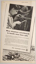 1948 Print Ad Bell Telephone System Switchboards Farm Calls Farmer on Tractor