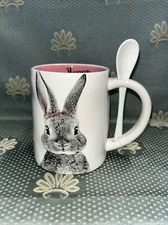 Easter Bunny Ceramic Coffee Mug With Spoon "Happy Easter" Arlington Designs NEW