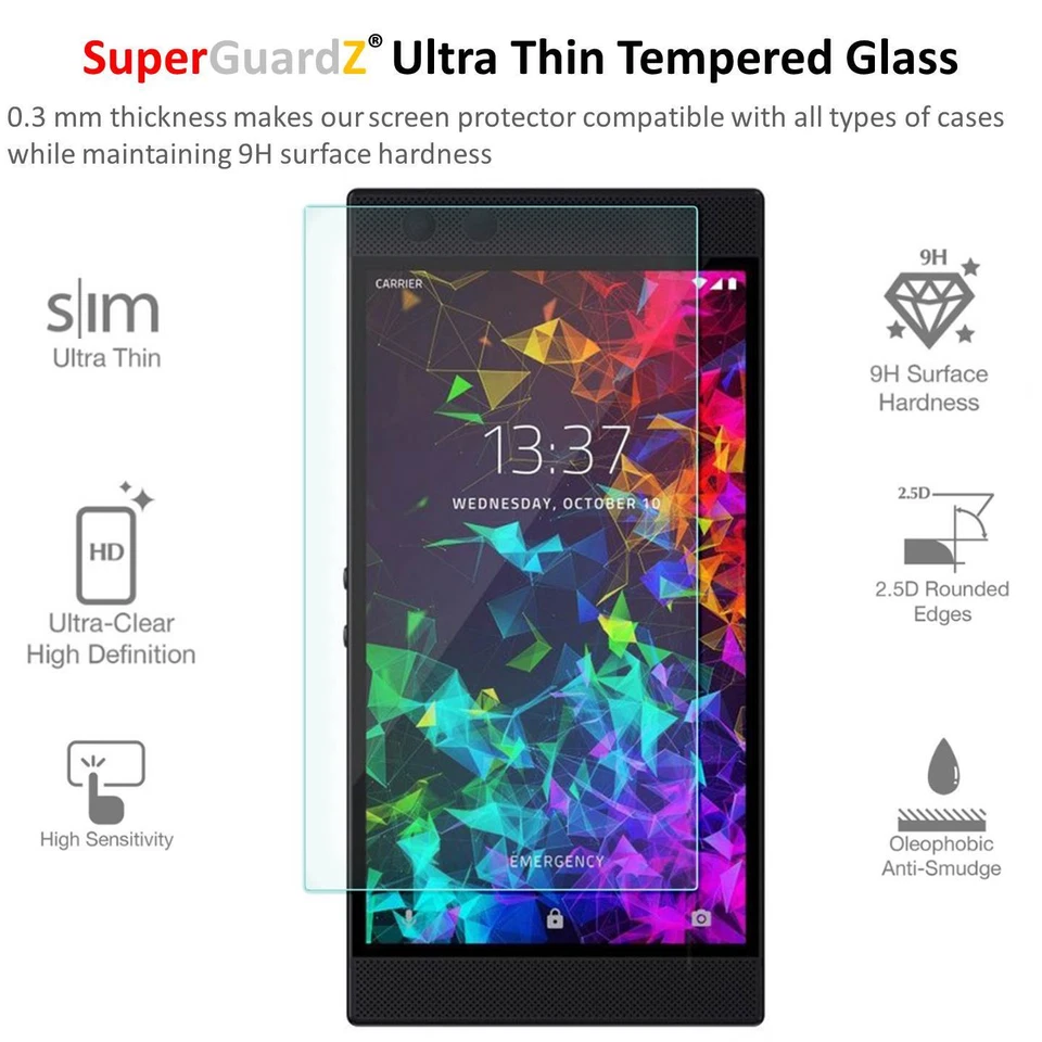 SuperGuardZ Tempered Glass Screen Protector Guard For Razer Phone / Phone 2 - Image 3 of 4