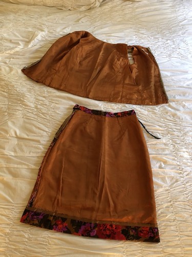 Vtg 60’s Skirt Top Set Dress Stanton Jrs Petite Sm 6 Purple Red Coral Floral - Picture 7 of 9