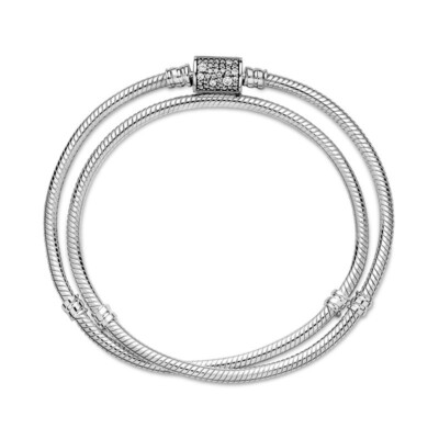 BRANDNEU ECHT 925 SILBER DOPPELFASS VERSCHLUSS BETTELARMBAND -20 CMS