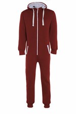 UNISEX  1Onesie Plain Jumpsuit All In One Hooded Sizes S- 5XL