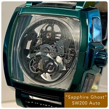 44mm Auto SW200 Swiss | Green SAPPHIRE GHOST | Tonneau Case | Invicta Watch