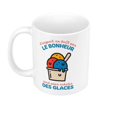 Tasse Keramik Becher Eis Leidenschaft Geld macht kein Glück Sonne Sommer