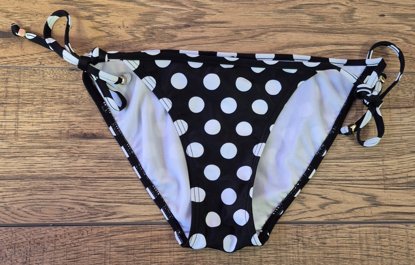 Lepel 'Polka Passion' Tie Side Bikini Bottoms Black/White UK 8 NWT