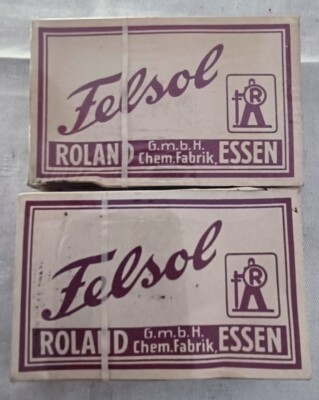 VINTAGE FELSOL HEADACHE  MEDICINE Pulver 2 Packungen Dekoration alt Roland Essen