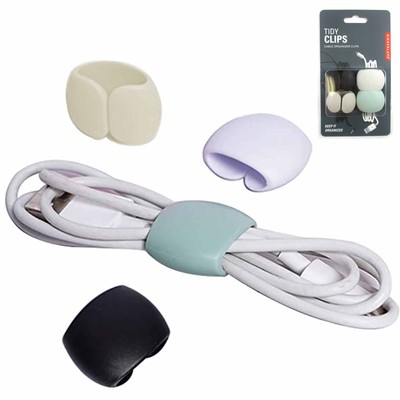 4 Cable Clips Ties Charger Wire Holder Tidy Management Lead Desk Organizer Desk